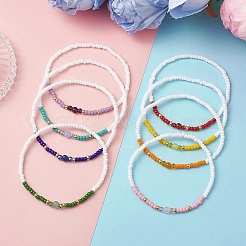 8Pcs Natural Mixed Gemstone & Glass Seed Beads Stretch Bracelets for Women&nbsp;BJEW-MZ00274