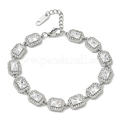 304 Stainless Steel Full Rhinestone Rectangle Link Chain Bracelets&nbsp;SA-CBABBEA-03P