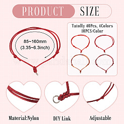 40Pcs 4 Colors Adjustable Nylon Cord Bracelets Making&nbsp;BJEW-TA00672