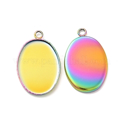Ion Plating(IP) 304 Stainless Steel Pendant Cabochon Settings&nbsp;STAS-H378-06MC