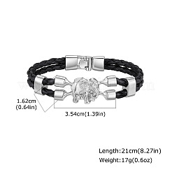 Alloy Elephant Link Braided Imitation Leather 2-Strand Bracelets&nbsp;WG69C94-02