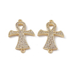 Rack Plating Brass Micro Pave Clear Cubic Zirconia Connector Charms&nbsp;KK-A175-01G