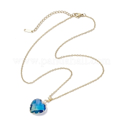 2Pcs 2 Styles Teardrop Heart K9 Glass Imitation Tourmaline Pendant Necklaces Sets&nbsp;NJEW-JN05188-02