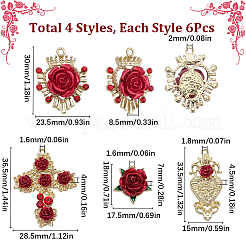 24Pcs 4 Styles Alloy Rhinestone Pendants&nbsp;FIND-SC0005-71