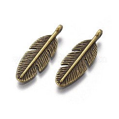 Tibetan Style Alloy Feather Pendants&nbsp;LS-TIBEP-1360-AB-FF