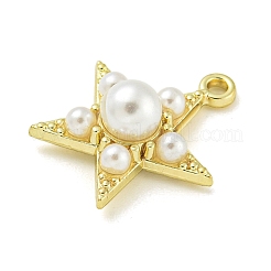 Zinc Alloy Acrylic Pearl Pendants&nbsp;PALLOY-F310-06G-01