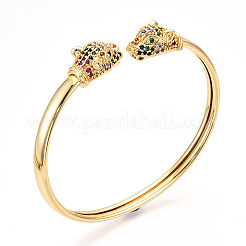 Brass Micro Pave Cubic Zirconia Cuff Bangles&nbsp;BJEW-T018-06G-NF