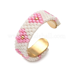 Glass Beads with 304 Stainless Steel Cuff Rings&nbsp;RJEW-MZ00031