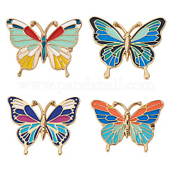 4Pcs 4 Colors Butterfly Enamel Pins&nbsp;JEWB-TA0001-21
