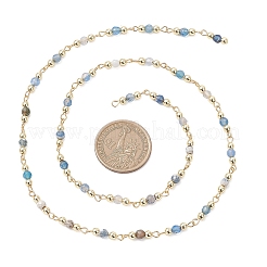 Natural Indian Agate Beaded Round Link Chains&nbsp;AJEW-JB01533-04