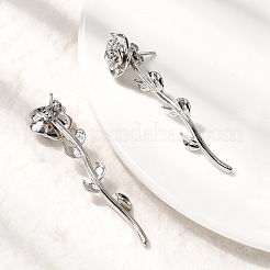Brass Flower Stud Earrings&nbsp;EJEW-P322-06B-P