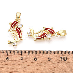Brass Micro Pave Cubic Zirconia and Enamel Pendants&nbsp;KK-T074-67G-03