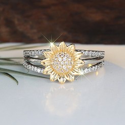 Brass Pave Cubic Zirconia Finger Rings&nbsp;FS-WG273A5-03