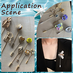 100Pcs Brass Brooch Findings&nbsp;MAK-SC0001-31