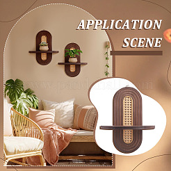 4 Sets Oval Wooden Wall-Mounted Storage Rack&nbsp;WOCR-WA0001-02B