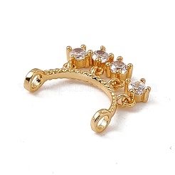 Rack Plating Brass Pave Clear Cubic Zirconia Connector Charms&nbsp;KK-C007-32G