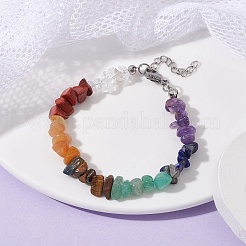 Chakra Natural Gemstone Chips Beaded Bracelets for Women&nbsp;BJEW-JB09864