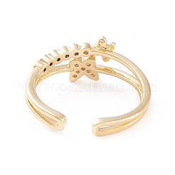 Brass Micro Pave Clear Cubic Zirconia Cuff Rings&nbsp;RJEW-F102-14G