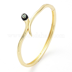 Enamel Snake Hinged Bangle with Cubic Zirconia&nbsp;BJEW-G673-02G