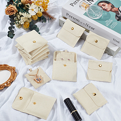 Microfiber Jewelry Envelope Pouches Gift Bags with Snap Button&nbsp;ABAG-WH0032-104A