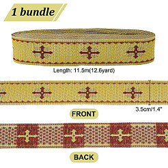 Ethnic Style Polyester Jacquard Cross Ribbon&nbsp;SRIB-WH0026-29-1
