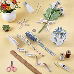 15 Yards 3 Colors Vintage Jacquard Polyester Ribbon&nbsp;SRIB-FG0001-39