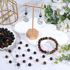 DIY Natural Black Onyx & Lava Rock & Tiger Eye Round Beads Bracelets Making Kits&nbsp;DIY-SC0030-25