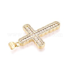 Brass Micro Pave Clear Cubic Zirconia Pendants&nbsp;KK-N268-92G