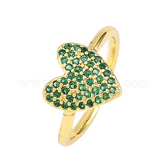 Brass Micro Pave Cubic Zirconia Cuff Rings for Women&nbsp;RJEW-Z113-01G-02