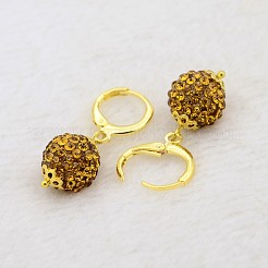 Dangling Round Ball Resin Rhinestone Earrings&nbsp;EJEW-J080-17G