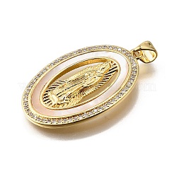 Brass Micro Pave Cubic Zirconia Shell Pendants&nbsp;KK-D328-24G-B