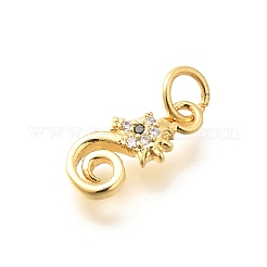Brass Micro Pave Clear Cubic Zirconia Charms&nbsp;X-KK-Q040-04B-G