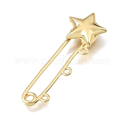 Star Brass Safety Pins Brooch Findings&nbsp;KK-E802-40A-G