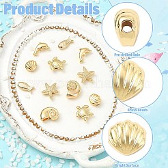 12Pcs 6 Styles Rack Plating Brass Beads&nbsp;KK-CJ0005-86