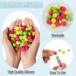 90Pcs 9 Styles Round & Rondelle Silicone Focal Beads&nbsp;SIL-TA0003-58