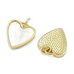 Natural Shell Pendants Brass Heart Charms&nbsp;KK-D229-17G
