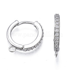 Brass Micro Pave Cubic Zirconia Huggie Hoop Earring Findings&nbsp;KK-T063-013P-NF