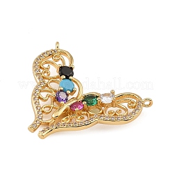 Brass Pave Cubic Zirconia Connector Charms&nbsp;CU-CBAF17A-14G