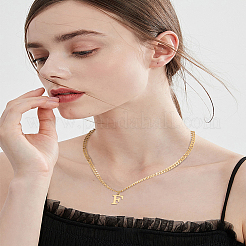1Pc 304 Stainless Steel Letter Pendant Necklaces&nbsp;NJEW-LP0001-33F-G