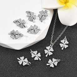 SHEGRACE Brass Micro Pave Clear Cubic Zirconia Charms&nbsp;XGRQ2O411-415P