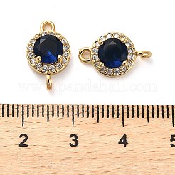 Brass Pave Cubic Zirconia Connector Charms&nbsp;KK-D093-09G-03