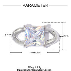 304 Stainless Steel Pave Clear Cubic Zirconia Charms&nbsp;CU-OY001-32P-01