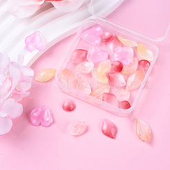 30Pcs 6 Styles Baking Paint Transparent Glass Petal Beads&nbsp;DGLA-YW0001-33