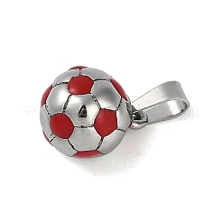 Trendy Necklace Findings 304 Stainless Steel FootBall/Soccer Ball Pendants&nbsp;STAS-L012-B01P-04
