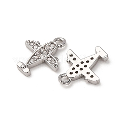 Brass Micro Pave Clear Cubic Zirconia Charms&nbsp;ZIRC-L105-15P