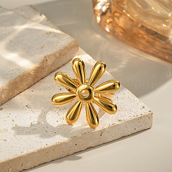 Flower 304 Stainless Steel Open Cuff Rings for Women&nbsp;RI8573