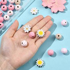 34Pcs Printed Schima Wood Beads Sets&nbsp;WOOD-FS0002-47