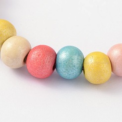 Children's Day Gift Dyed  Round Wood Beaded Kids Stretch Bracelets&nbsp;BJEW-JB02014