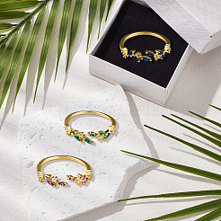 3Pcs 3 Colors Brass Micro Pave Cubic Zirconia Cuff Rings for Women&nbsp;RJEW-GO0001-28A