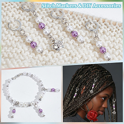 Acrylic Imitated Pearl & Alloy Pendant Stitch Markers&nbsp;HJEW-AB00300